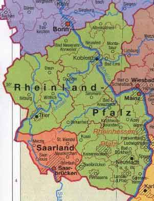 Mapa 2: Palatinado do Reno e Saarland